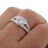 Wedding Rings 925 Sterling Silver Crystal Love Heart