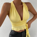 V-neck Pleated Top Tight Fitting